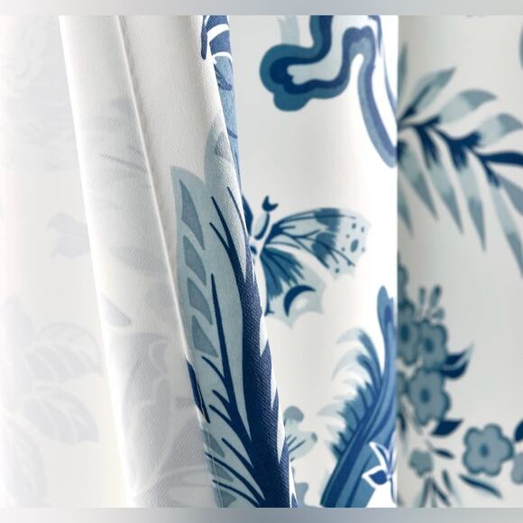 Lush Decor Blue Floral Bird Toile Print Light Filtering Curtains 52”W x 84”L NWT - Picture 6 of 13